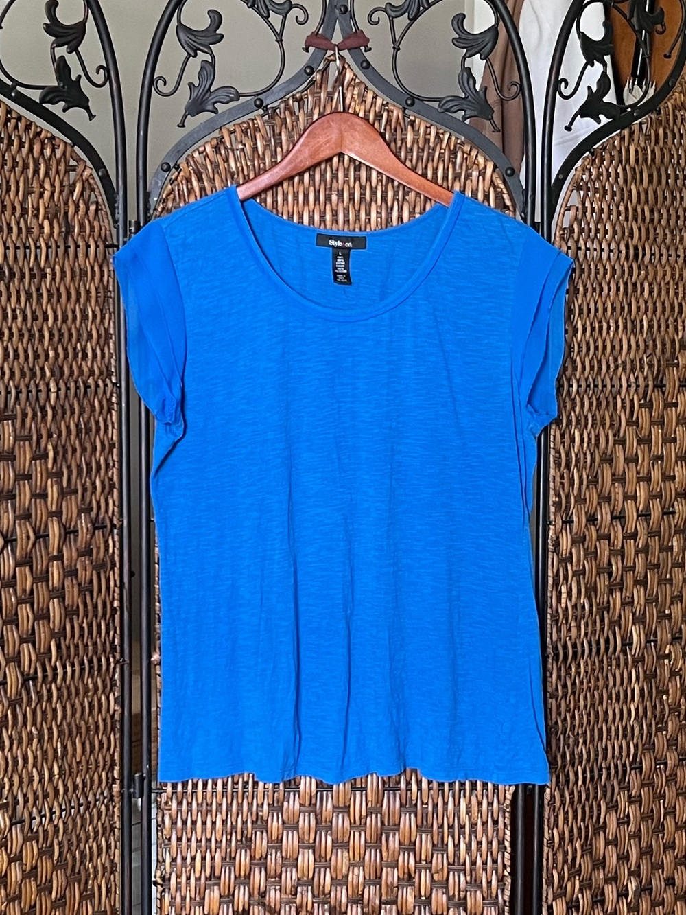 L Style & Co Flutter Sleeve Cotton Blouse